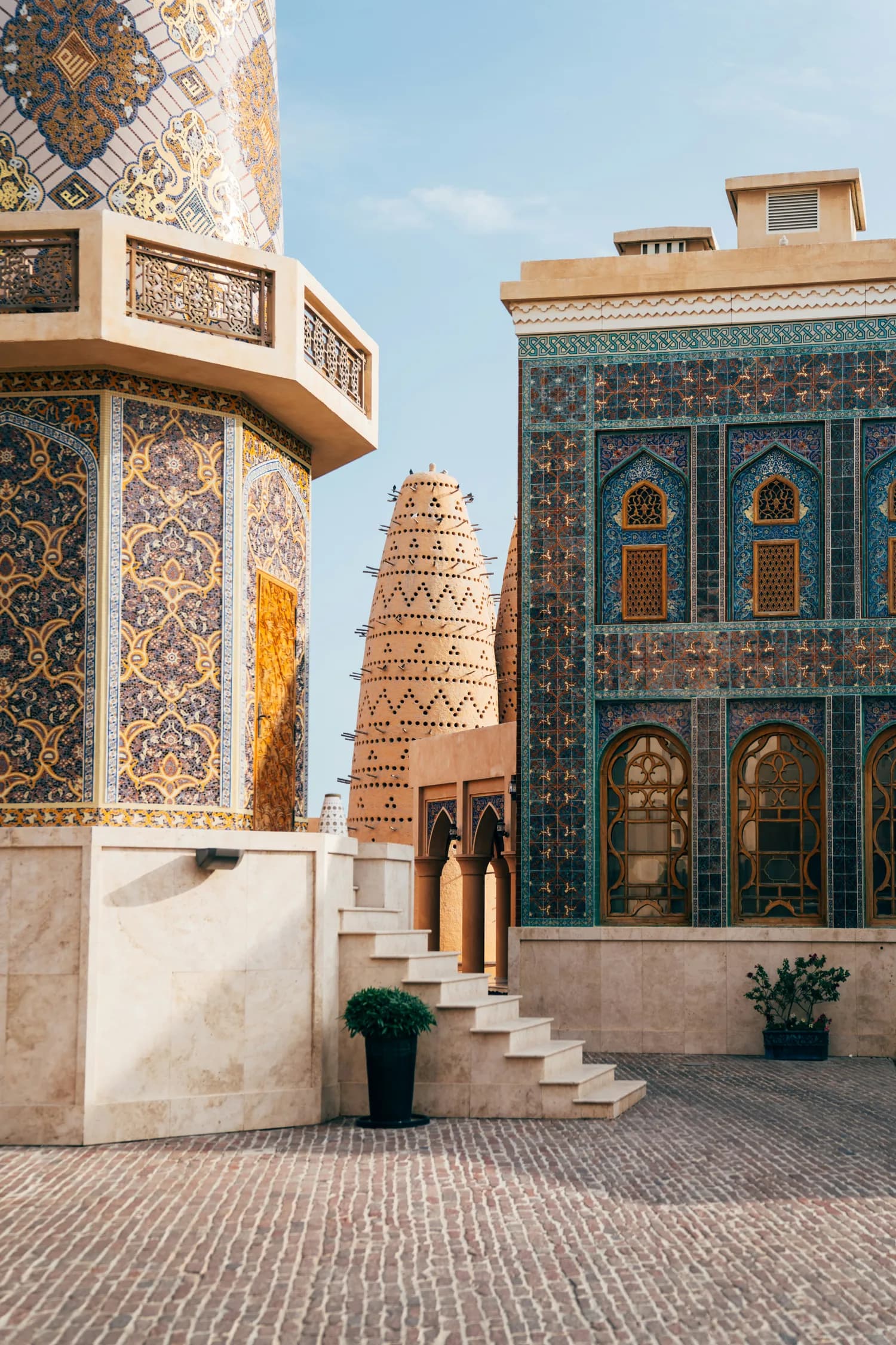 The tilework and pigeon towers of Katara Cultural Village, Doha