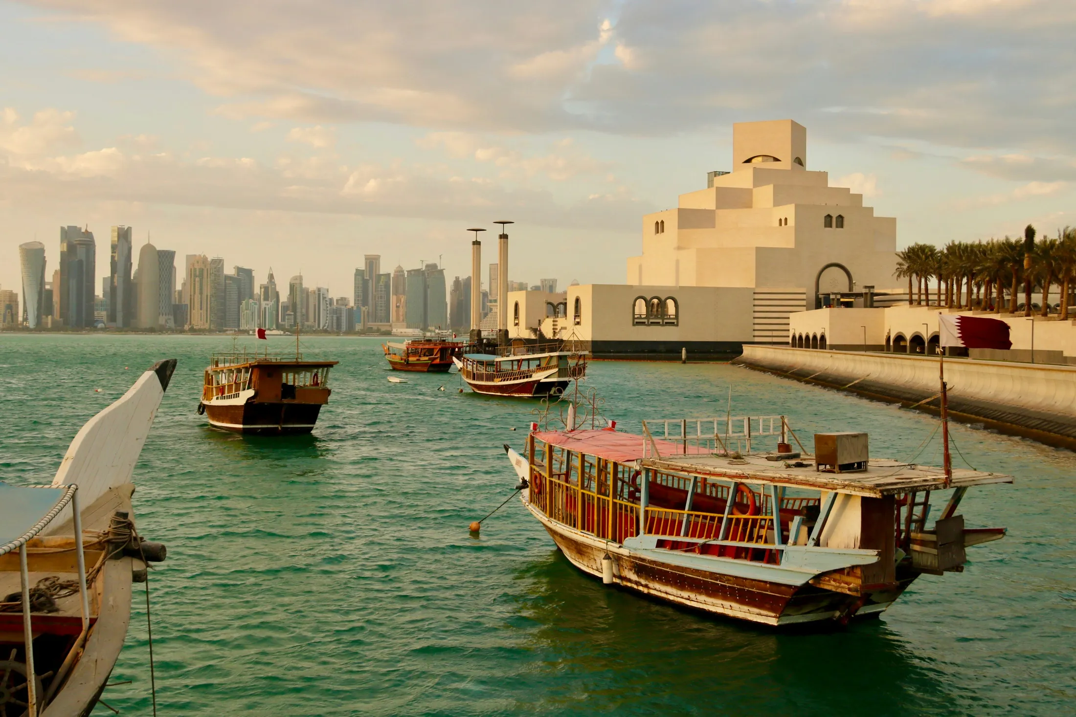 Dhows moored by the Museum of Islamic Art, Doha
